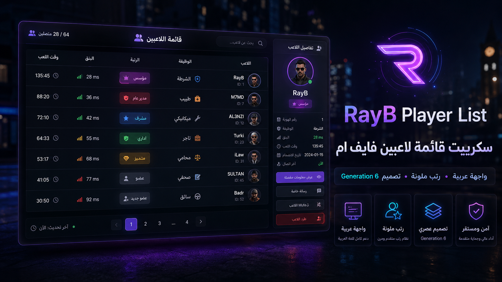 سكريبت قائمة لاعبين فايف ام للسيرفرات العربية