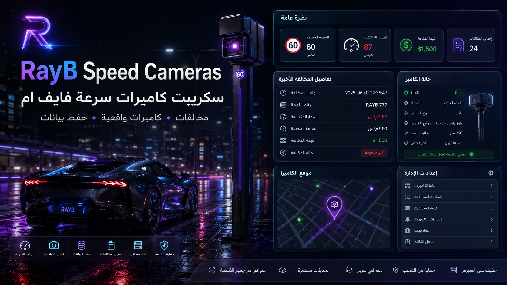 سكريبت كاميرات سرعة فايف ام مع مخالفات